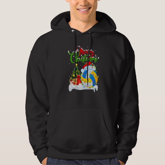 Netball Sports  Xmas Decoration Santa Netball Chri Hoodie (Front)