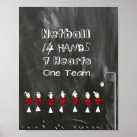 Netball Team Positions Stick Figures and Quote