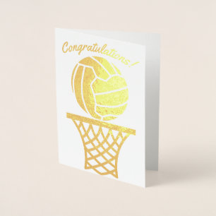 Netball Themed Ball Design Congratulations Foil Card