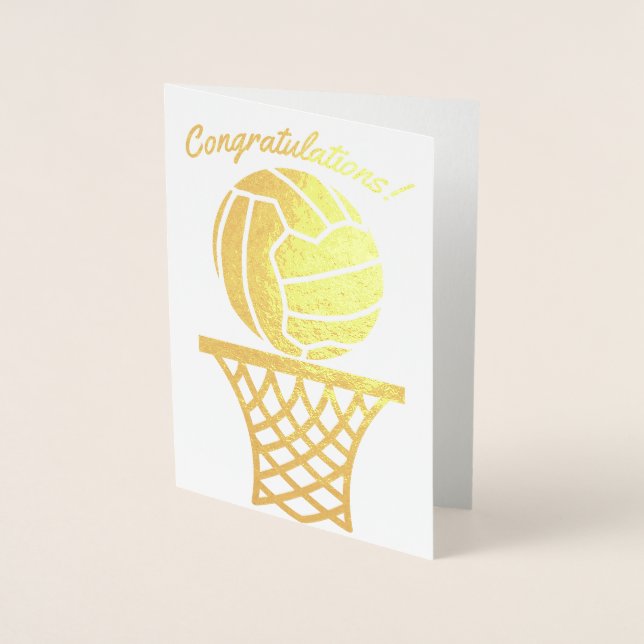 Netball Themed Ball Design Congratulations Foil Card (Front)