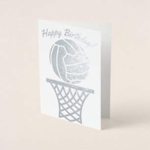 Netball Themed Ball Design Happy Birthday Foil Card