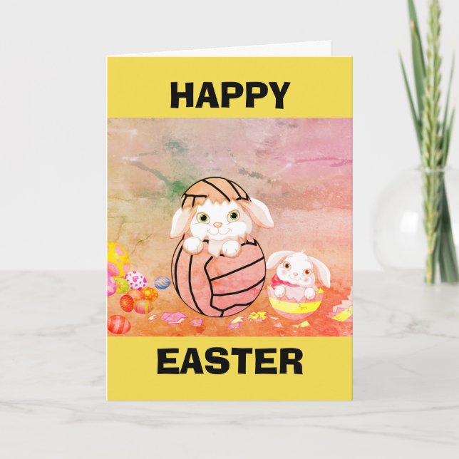 Netball Themed Happy Easter Holiday Card (Front)