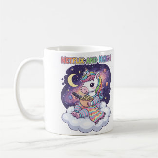 Netflix and Neigh Unicorn Cartoon Coffee Mug