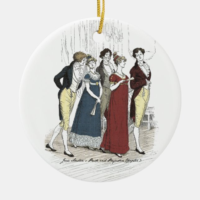 Netherfield Party Arrives - Pride & Prejudice Ceramic Tree Decoration (Front)