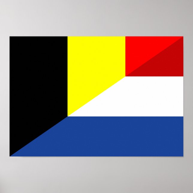 netherland belgium flag half country flag poster (Front)