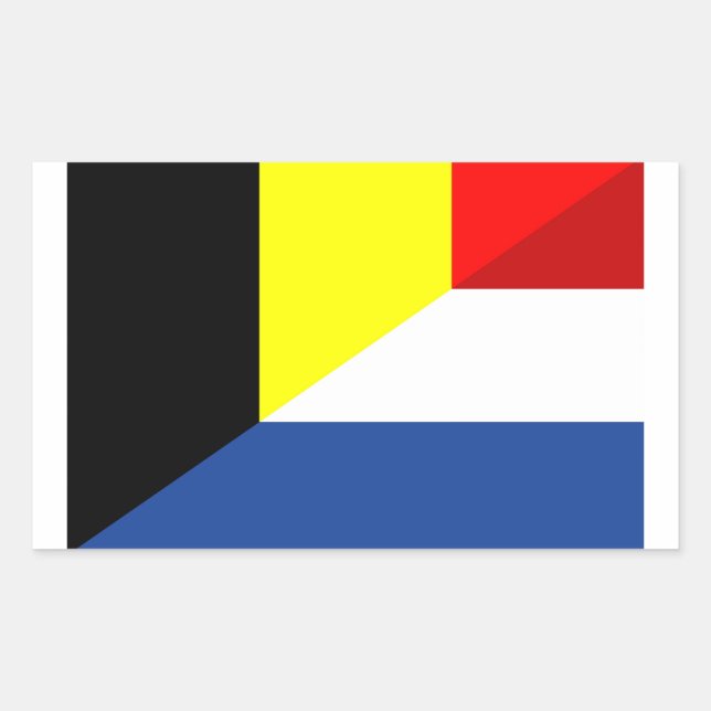 netherland belgium flag half country flag rectangular sticker (Front)