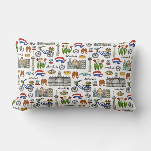 Netherland Doodle Pattern Lumbar Cushion (Front)