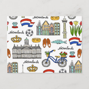 Netherland Doodle Pattern Postcard
