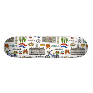 Netherland Doodle Pattern Skateboard