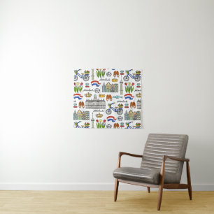 Netherland Doodle Pattern Tapestry