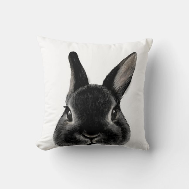 Netherland Dwarf rabbit Black, original by miart Cushion (Front)