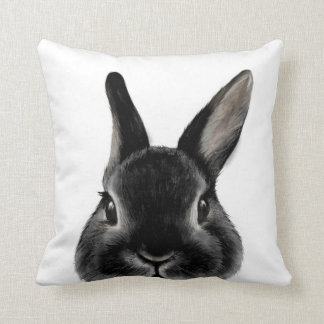 Netherland Dwarf rabbit Black, original by miart Cushion