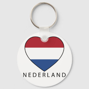 Netherland Heart with black NEDERLAND Key Ring