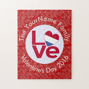 Netherlander LOVE White on Red Jigsaw Puzzle