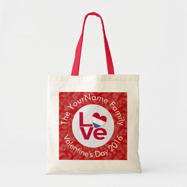 Netherlander LOVE White on Red Tote Bag (Front)