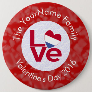 Netherlander Red LOVE Flag Personalised 6 Cm Round Badge