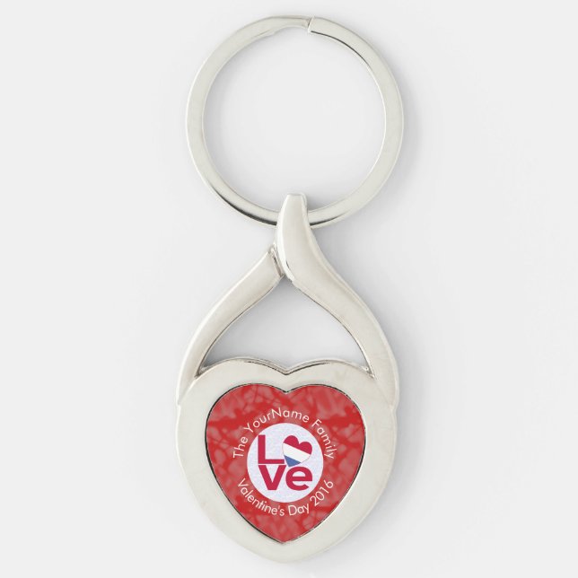 Netherlander Red LOVE Flag Personalised  Key Ring (Front)