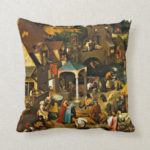 Netherlandish Proverbs-1559 Pieter Bruegel Elder Cushion