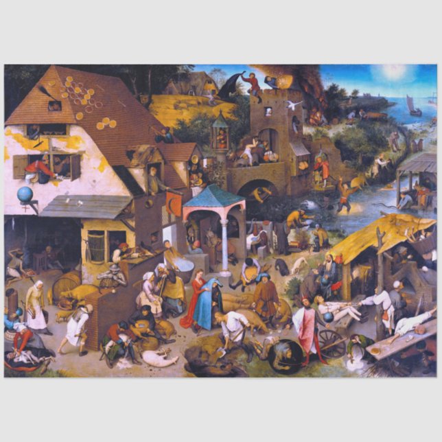Netherlandish Proverbs, Pieter Bruegel the Elder Tissue Paper (Front)