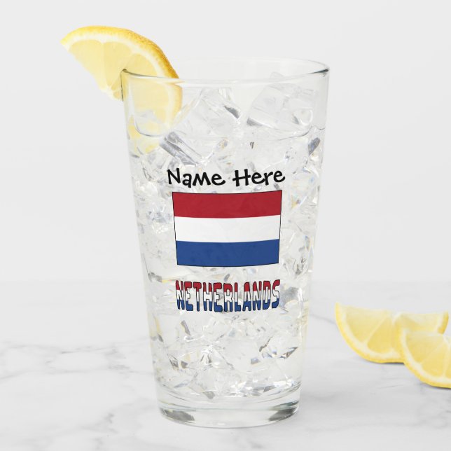 Netherlands and Netherlanders Flag Personalised  Glass (Front Ice)