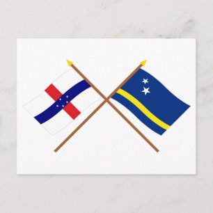 Netherlands Antilles and Curacao Crossed Flags Postcard