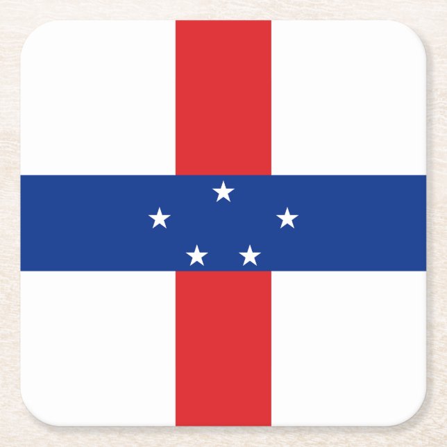 Netherlands Antilles Flag Square Paper Coaster (Front)