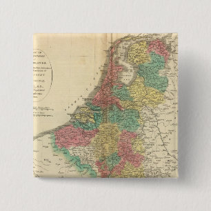 Netherlands, Beligium Atlas Map 15 Cm Square Badge