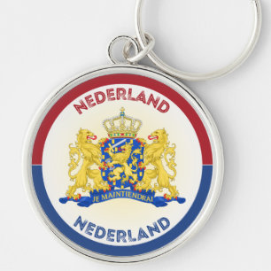 Netherlands Coat of Arms Circle Shape Key Ring