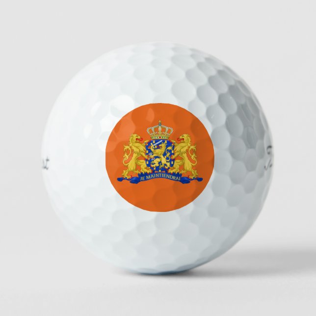 Netherlands Coat of Arms on Orange tpv1 gbcnt Golf Balls (Front)