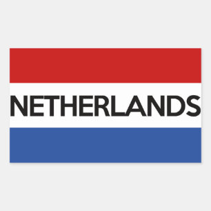 netherlands country flag symbol name text rectangular sticker