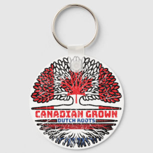 Netherlands Dutch Canadian Canada Tree Roots Flag Key Ring