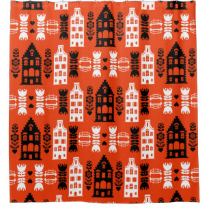 Netherlands Dutch Folk Art Print Shower Curtain
