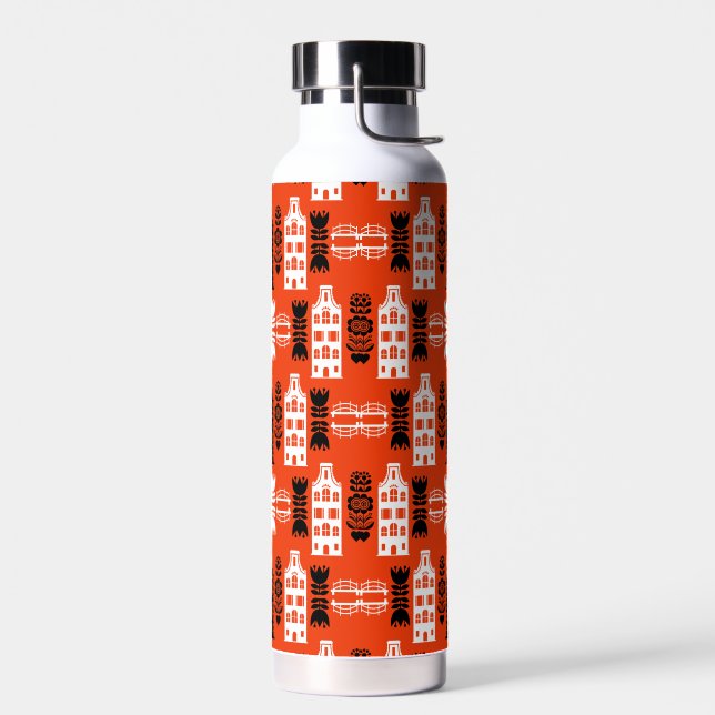 Netherlands Dutch Folk Art Print Water Bottle (Left)