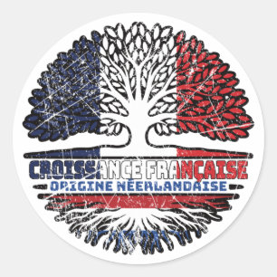 Netherlands Dutch French France Tree Roots Flag Classic Round Sticker