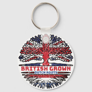 Netherlands Dutch Uk United Kingdom British Tree Key Ring