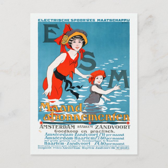 Netherlands ESM Amsterdam Haarlem Vintage Poster Postcard (Front)