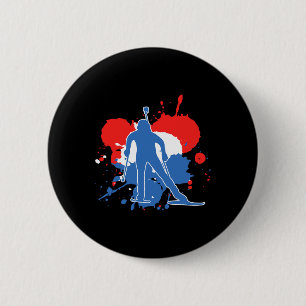 Netherlands Flag Biathlonist - Dutch Biathlon 6 Cm Round Badge