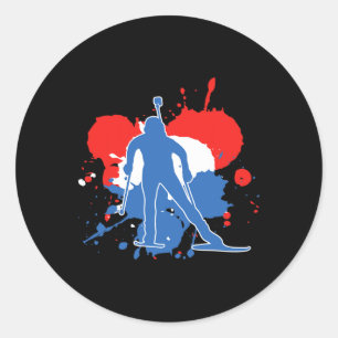 Netherlands Flag Biathlonist - Dutch Biathlon  Classic Round Sticker