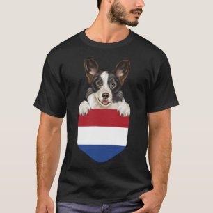 Netherlands Flag Cardigan Welsh Corgi Dog In Pocke T-Shirt