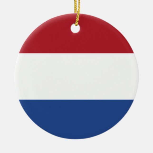 Netherlands Flag Ceramic Tree Decoration (Front)