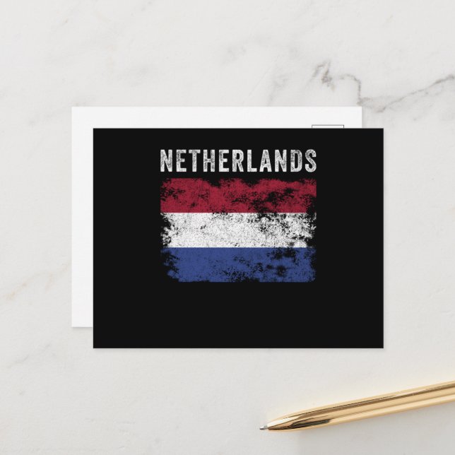 Netherlands Flag Distressed - Dutch Flag Postcard (Front/Back In Situ)