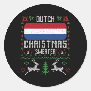 Netherlands Flag Dutch Christmas Sweater  Classic Round Sticker