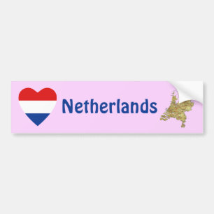 Netherlands Flag Heart + Map Bumper Sticker