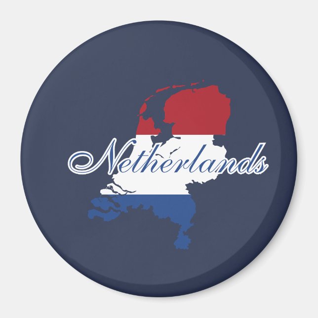 Netherlands Flag Map Souvenir Modern ,Backside Magnet (Front)