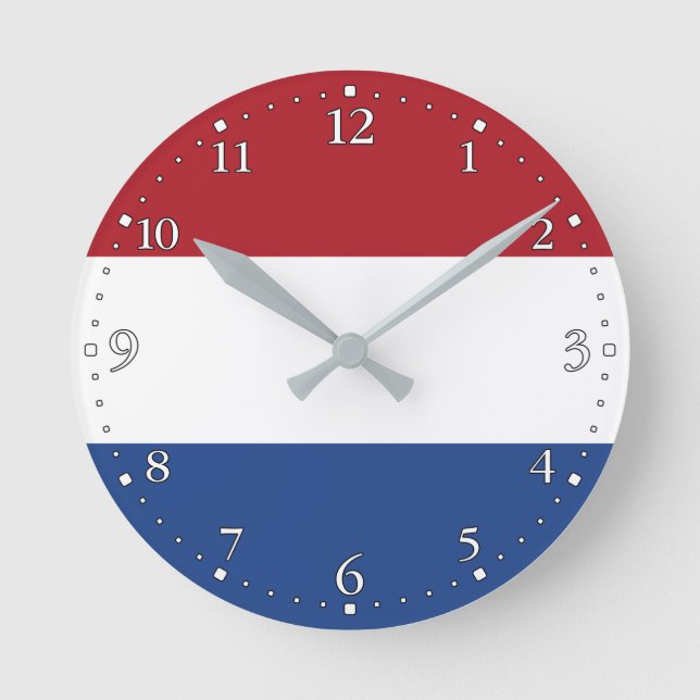 Netherlands Flag Round Clock (Front)