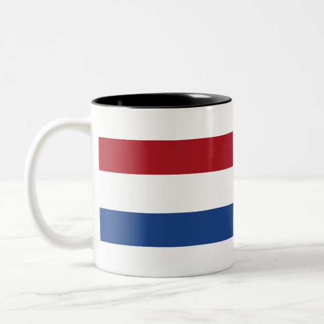 Netherlands Flag Two-Tone Coffee Mug (Left)