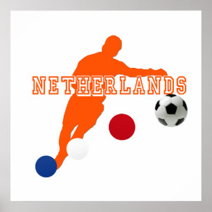 Netherlands football player soccer ball gear poster