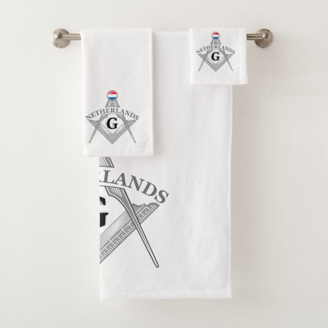 Netherlands freemasonry sign bath towel set (Insitu)