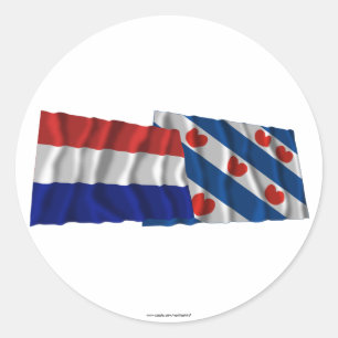 Netherlands & Friesland Waving Flags Classic Round Sticker