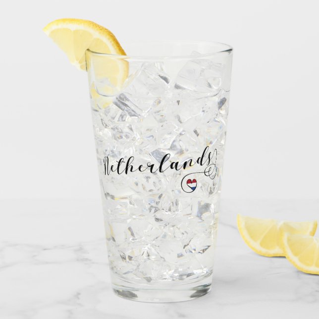 Netherlands Heart Flag, Dutch Design Glass (Front Ice)